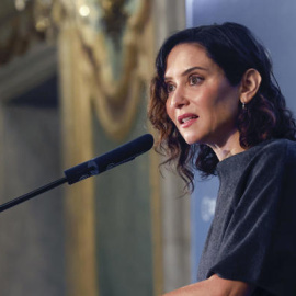 La presidenta de la Comunidad de Madrid, Isabel Díaz Ayuso durante el desayuno informativo del Fórum Europa celebrado este jueves en Madrid.