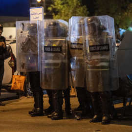 Policía Antidisturbios durante la manifestación de Rabat, en Marruecos.