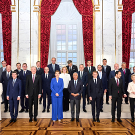 Foto de familia de los líderes de los países y de las instituciones de la UE, antes del consejo informal en Copenhague (Dinamarca).