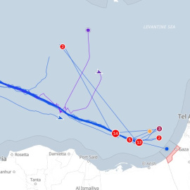 Ubicación de los barcos de la Flotilla.