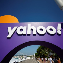 El logo de Yahoo en el Festival Internacional de Creatividad Cannes Lions.
