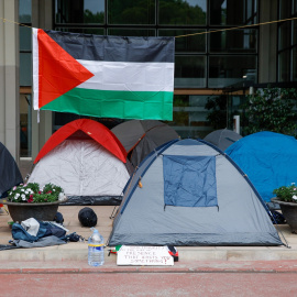 Acampada por Palestina en la Universitat Autónoma de Barcelona.