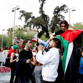 Manifestació a favor de Palestina amb motiu de la vaga estudiantil