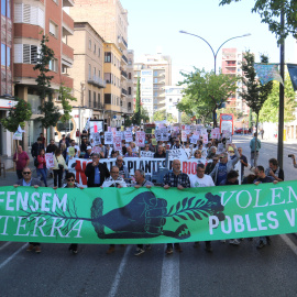 Manifestació contra els macroprojectes energètics a Lleida.
