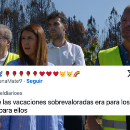 Alfonso Rueda visita unos viñedos afectados por los incendios, este verano en Ourense.
