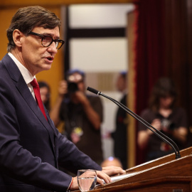 Salvador Illa en el seu discurs inicial del debat de política general del Parlament.