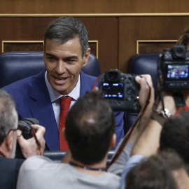 El presidente del Gobierno, Pedro Sánchez, momentos antes del comienzo de la sesión de control en el Congreso de los Diputados, este miércoles, en Madrid.