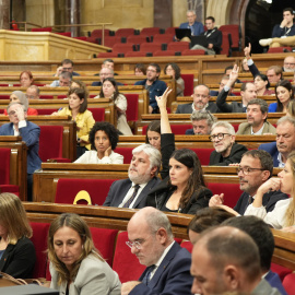 Un moment de les votacions del debat de política general al Parlament.
