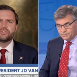 El vicepresidente de EEUU, J.D. Vance y el periodista George Stephanopoulos.
