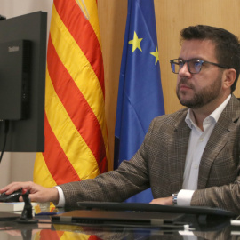 Pere Aragonès, en el seu despatx d'expresident, al Palau de Pedralbes.