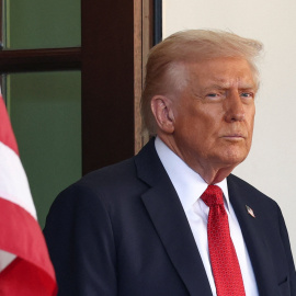 El presidente de EEUU, Donald Trump, espera la llegada del primer ministro australiano.