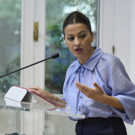 La ministra de Juventud e Infancia, Sira Rego, durante la presentación de un libro, en el Ministerio de Juventud e Infancia, a 16 de octubre de 2025, en Madrid (España).
