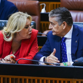 Carolina España, junto a Antonio Sanz, este miércoles.