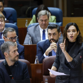 La presidenta de la Comunidad de Madrid, Isabel Díaz Ayuso, durante su intervención en el pleno de la Asamblea de Madrid.