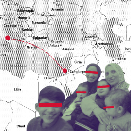 Montaje con fotografía de Khawla ***** y su marido, *****, posando junto a sus hijos en Nápoles en octubre de 2025