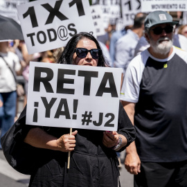 Varias personas durante una manifestación en Madrid a favor de los derechos de los autónomos celebrada en junio de 2025.