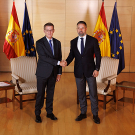 El lider del PP, Alberto Núñez Feijóo y el líder de VOX, Santiago Abascal.