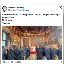 Cargos del Govern aplauden a Mazón en el aniversario de la DANA.
