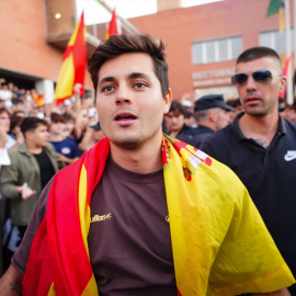 Vito Quiles, en una concentración convocada en la Universidad Pablo de Olavide, en Sevilla.