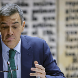 El presidente del Gobierno, Pedro Sánchez, durante su comparecencia ante la comisión de investigación del 'caso Koldo'.