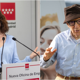 La presidenta de la Comunidad de Madrid, Isabel Díaz Ayuso, y el cineasta neoyorquino Woody Allen