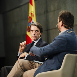 El expresidente del Gobierno, José María Aznar, durante la presentación de su libro 'Orden y Libertad', en Madrid.