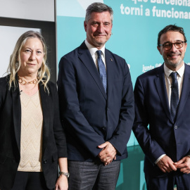Jordi Martí Galbis (centre) i Josep Rius (dreta), en un acte de Junts per Barcelona.