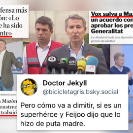 Las redes recuerdan el papel de Feijóo (y de Vox) sosteniendo a Mazón todo este año.