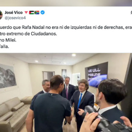 Críticas al encuentro de Rafa Nadal con Javier Milei.