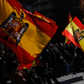 Imagen de un acto organizado por el Movimiento Católico Español para rendir homenaje al dictador Francisco Franco, en 2022.