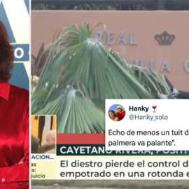 Ana Rosa Quintana en una imagen de archivo junto a unos tuits bromeando por sus palabras sobre Cayetano Rivera.