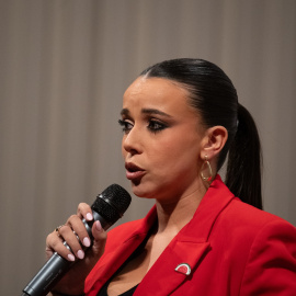 La periodista Sarah Santaolalla durante el acto de 'Público'.