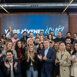 Alberto Núñez Feijóo en un encuentro con presidentes de Nuevas Generaciones en Madrid.