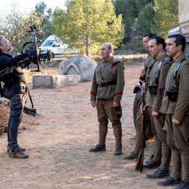 Rodaje de la película La invasió dels bàrbars.