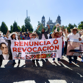 Manifestantes de la marcha expresan su cansancio contra el Gobierno (México).