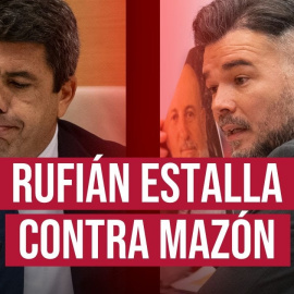 Rufián ha exigido tanto a Mazón como a los diputados del PP presentes en la sala que no le "hablen de respeto", habida cuenta de que el canal À punt emitió una corrida de toros del año 1997 en lugar de la manifestación en València por el aniversario de la DANA. Además, ha afirmado que Mazón se comportó "como un psicópata" presentándose "en el funeral de las víctimas contra el criterio de los familiares". Por otro lado, ha enseñado al president en funciones fotografías de varias víctimas de la catástrofe, una de ellas desaparecida desde las nueve de la mañana y otra que perdió la vida a las 17.30 horas. "¿Dónde estaba usted? Se lo digo yo, en El Ventorro". Cuando Mazón ha tratado de justificar su ausencia, Rufián le ha respondido que "no le interesa" y que "no quiere que le mienta". Informa Samuel Martínez.


Hace 18 años nacimos con un compromiso: hacer un periodismo útil para la sociedad. Solo podemos continuar con esta labor si contamos con el apoyo de personas como tú.

Únete a la comunidad de Público. 18 años no son nada… cuando nos queda tanto por contar. Periodismo incómodo para tiempos difíciles. http://bit.ly/3VylhmD


Periodismo, investigación y compromiso para construir un mundo más igualitario.
¡Suscríbete ya a nuestro canal!: https://bit.ly/2U8nM0q
Visita: https://www.publico.es
Síguenos en Facebook: https://www.facebook.com/diario.publico/
Síguenos en Twitter: https://twitter.com/publico_es
Síguenos en Instagram: https://www.instagram.com/publico.es
Síguenos en TikTok: https://www.tiktok.com/@publico_es
Síguenos en Bluesky: https://bsky.app/profile/publico.es