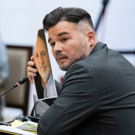 El diputado de ERC, Gabriel Rufián, durante la comisión del Congreso que investiga la gestión de la DANA.