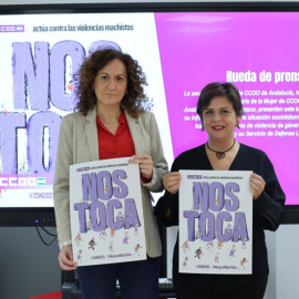 La secretaria general de CCOO-A, Nuria López, y la secretaria de la Mujer, Yolanda Carrasco.
