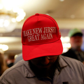Imagen de un simpatizante republicano en un mitin electoral de Nueva Jersey.