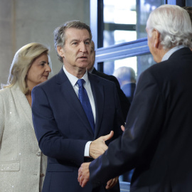 El líder del PP Alberto Nuñez Feijóo, durante el acto con el que la Fundación CEOE celebra su 40 Aniversario, este jueves en Madrid.