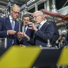 Visita del canciller alemán, Friedrich Merz, al instituto Sajonia-Anhalt.