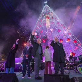 Richard Gere en el acto de encendido del Árbol de Navidad este viernes en Murcia.