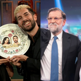 Montaje de Rosalía en 'La Revuelta' y Mariano Rajoy en 'El Hormiguero'
