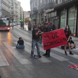 Protesta de Futuro Vegetal en 2023 que, en opinión de la Fiscalía, merece casi dos años de cárcel.