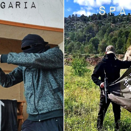 Activistas neonazis de Bulgaria y España en dos imágenes publicadas por The Base en su cuenta oficial en la red social VK.