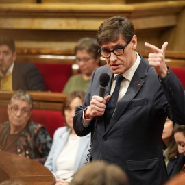 El president Salvador Illa, durant la sessió de control al Parlament.