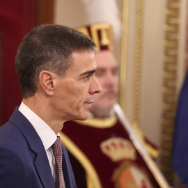 El presidente del Gobierno, Pedro Sánchez, durante el acto institucional por el Día de la Constitución, en el Congreso de los Diputados.