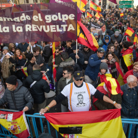 Manifestación organizada por Revuelta frente a la sede del PSOE en Madrid.