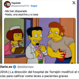 Un meme ironizando con una noticia sobre el Hospital de Torrejón.