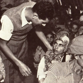 Judíos yemeníes viajando en avión hacia el recién creado Estado de Israel